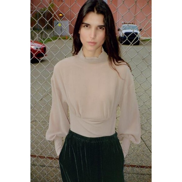 ZARA GEORGETTE BACK BODYSUIT - Picture 3 of 8